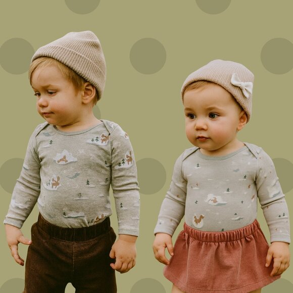 Bundles Baby Place Long Sleeve Animal Print Bodysuit Grey 18–24M - Picture 1 of 7